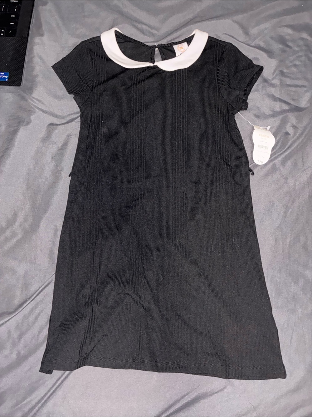 Classic Black Dress with White Collar - Girls Shift Dress